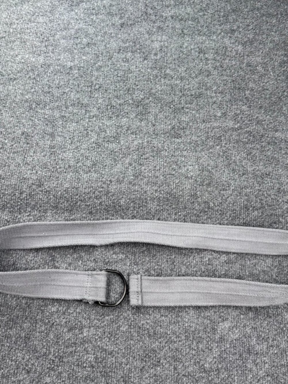Unisex Gray Webbing Canvas Belt Dark Metal Double D-Ring One Size 45"